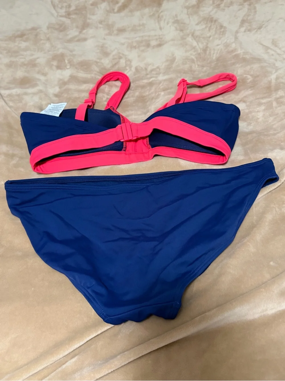 Boden Navy and Coral Contrast V-Panel Bikini Set Women’s 8 US